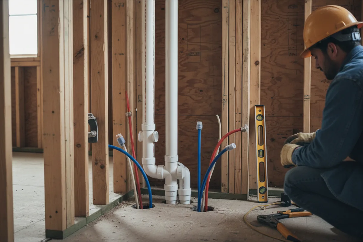 Drain and supply rough-in during Leak Detection in Dutchtown